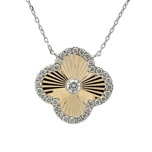 14K Two-Tone Gold Diamond Clover Necklace | .95 CTW | Cable Chain Classic Creations In Diamonds & Gold Venice, FL