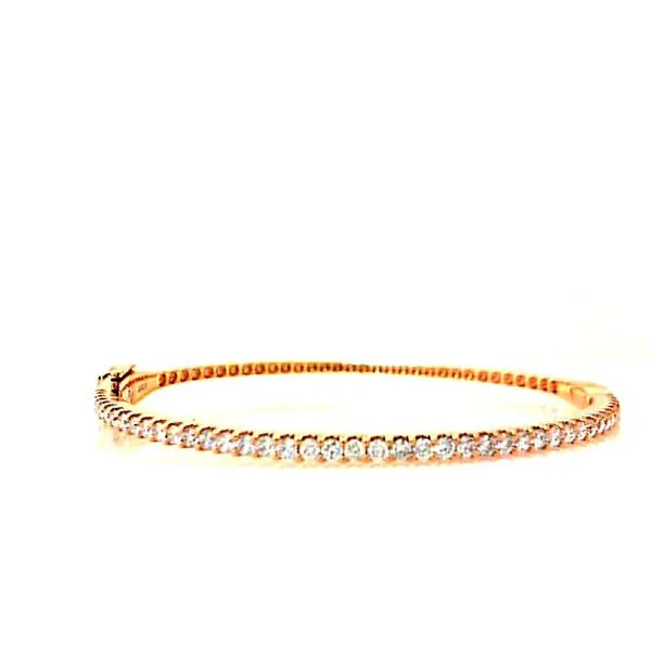 14K Rose Gold Shared Prong Diamond Hinged Bangle Bracelet Classic Creations In Diamonds & Gold Venice, FL
