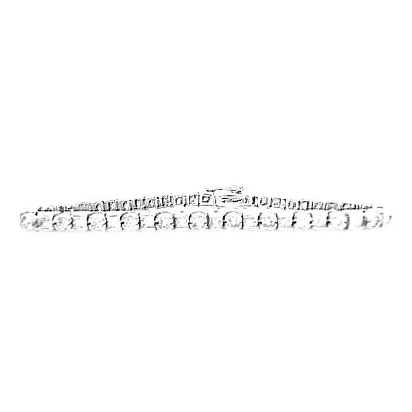 14K White Gold Round Brilliant Cut & Princess Cut Diamond Line Bracelet Classic Creations In Diamonds & Gold Venice, FL