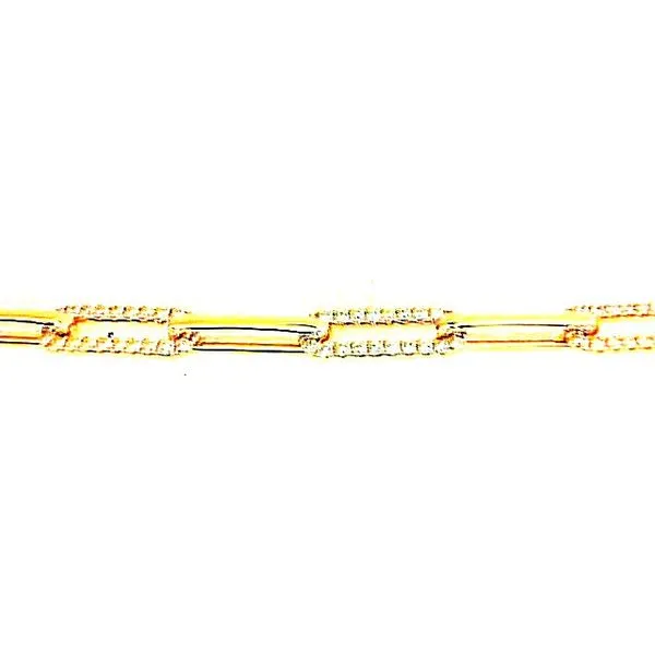 14K Yellow Pavè Diamond Seven Inch Paper Clip Bracelet Classic Creations In Diamonds & Gold Venice, FL