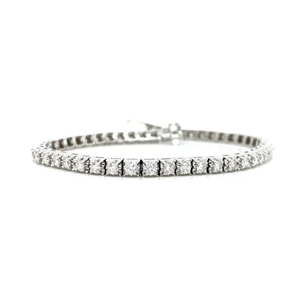14K White Gold Round Brilliant Cut 4 Prong Diamond Basket Setting Line Bracelet Classic Creations In Diamonds & Gold Venice, FL