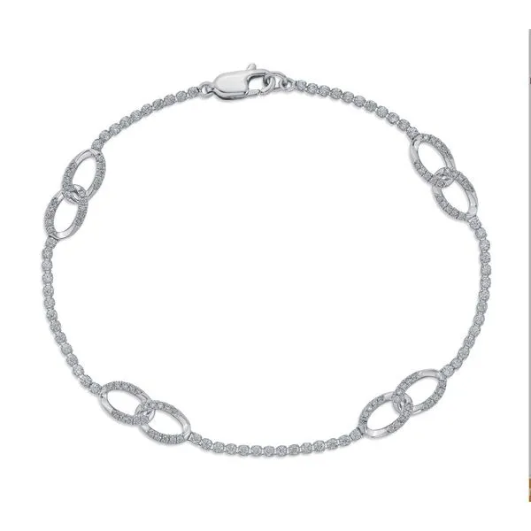 WG Pave' Diamond Line & Links Bracelet Classic Creations In Diamonds & Gold Venice, FL
