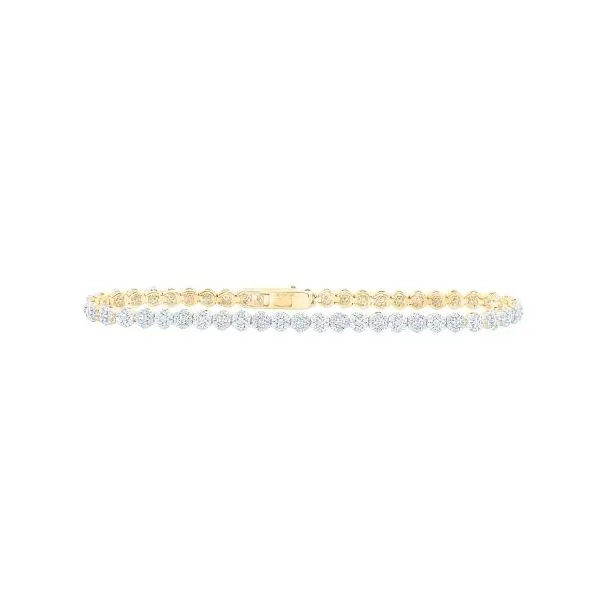 10K Yellow Gold Diamond Cluster Line Bracelet Classic Creations In Diamonds & Gold Venice, FL