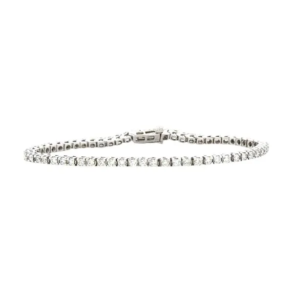 14K White Gold Round Brilliant Cut Diamond Line Bracelet Classic Creations In Diamonds & Gold Venice, FL