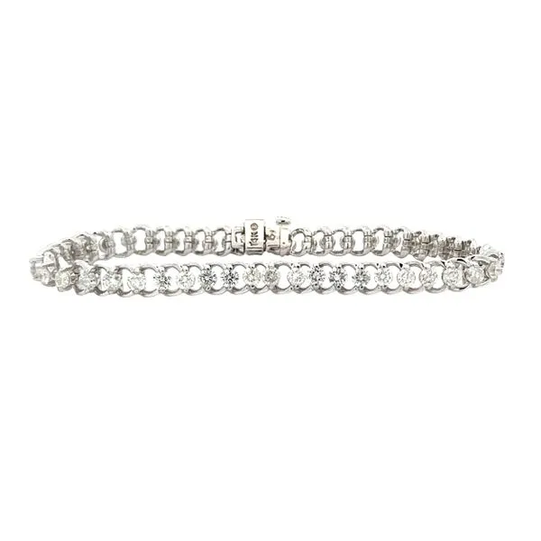 14K White Gold Round Brilliant Cut Diamond Link Line Bracelet Classic Creations In Diamonds & Gold Venice, FL