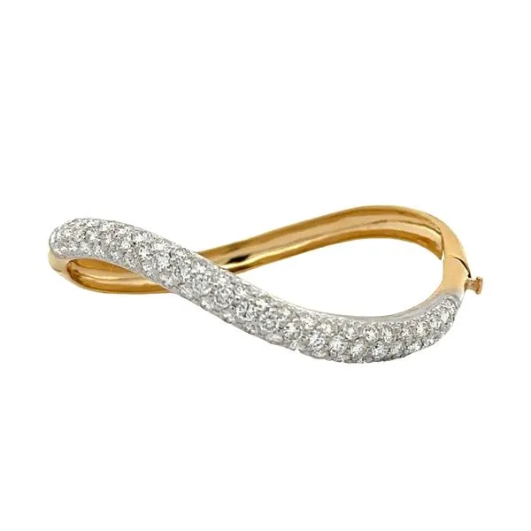 18KTT Twist Style Pave' Diamond Bangle Bracelet Classic Creations In Diamonds & Gold Venice, FL