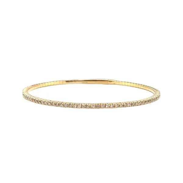 14K Yellow Gold 7 Inch Diamond Line Flexible Bangle Bracelet Classic Creations In Diamonds & Gold Venice, FL