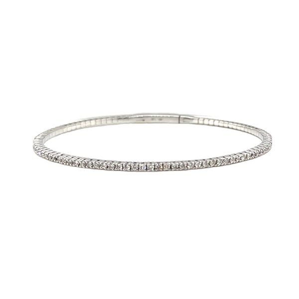 14K White Gold 7 Inch Diamond Line Flexible Bangle Bracelet Classic Creations In Diamonds & Gold Venice, FL