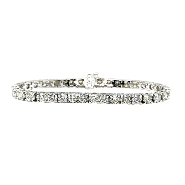 14K White Gold Round Brilliant Cut Diamond Line Bracelet Classic Creations In Diamonds & Gold Venice, FL
