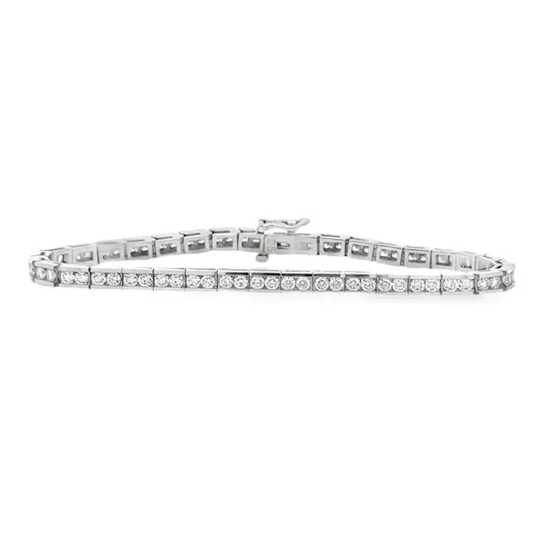 14K White Gold Channel Set Diamond Line Bracelet Classic Creations In Diamonds & Gold Venice, FL