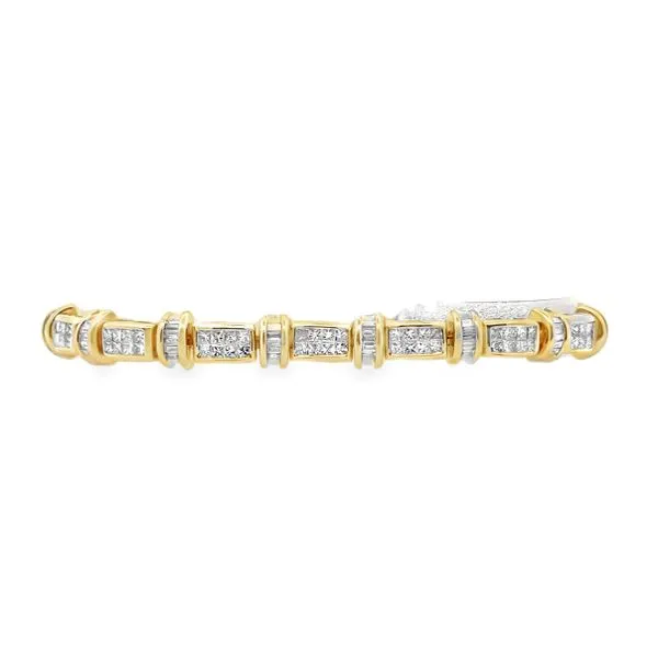 14K Yellow Gold Invisibly Set Princess Cut And Baguette Diamond Seven Inch Bracelet Classic Creations In Diamonds & Gold Venice, FL