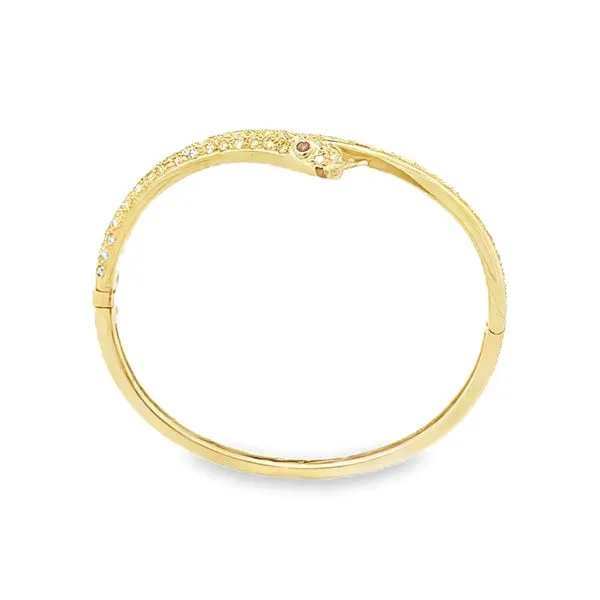 18K Yellow Gold Pave' Diamond Snake With Ruby Eyes Bangle Bracelet Image 2 Classic Creations In Diamonds & Gold Venice, FL