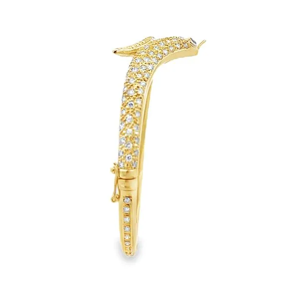 18K Yellow Gold Pave' Diamond Snake With Ruby Eyes Bangle Bracelet Image 3 Classic Creations In Diamonds & Gold Venice, FL