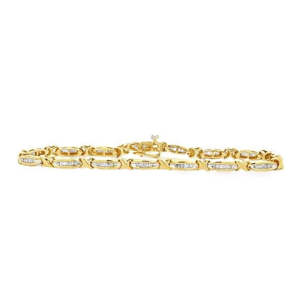 14K Yellow Gold XO Baguette Diamond Bracelet – 1.00ct TW, 7 Inch, 3.8mm Classic Creations In Diamonds & Gold Venice, FL
