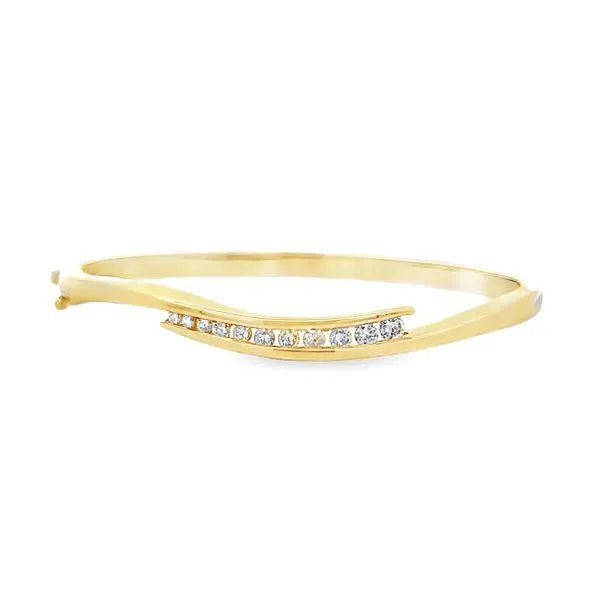 14K Yellow Gold Channel Set Round Diamond Hinged Bangle Bracelet – 0.50ct TW Classic Creations In Diamonds & Gold Venice, FL