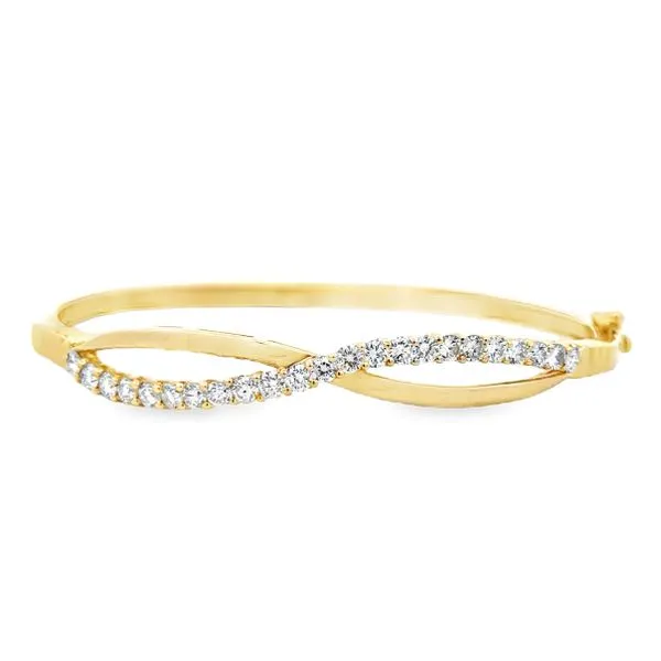 14K Yellow Gold Shared Prong Diamond Crossover Hinged Bangle Bracelet – 1.84ct TW Classic Creations In Diamonds & Gold Venice, FL