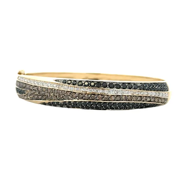 14K Yellow Gold Black, White, and Chocolate Diamond Hinged Bangle Bracelet – 2.00ct TW, 14.5mm Classic Creations In Diamonds & Gold Venice, FL