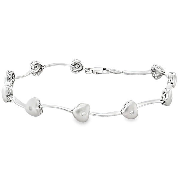 10K White Gold Diamond Heart Bracelet 0.10 CTW Classic Creations In Diamonds & Gold Venice, FL
