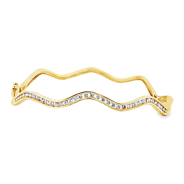 14K Yellow Gold Wavy Channel Set Diamond Bangle Bracelet 1.00 CTW Classic Creations In Diamonds & Gold Venice, FL
