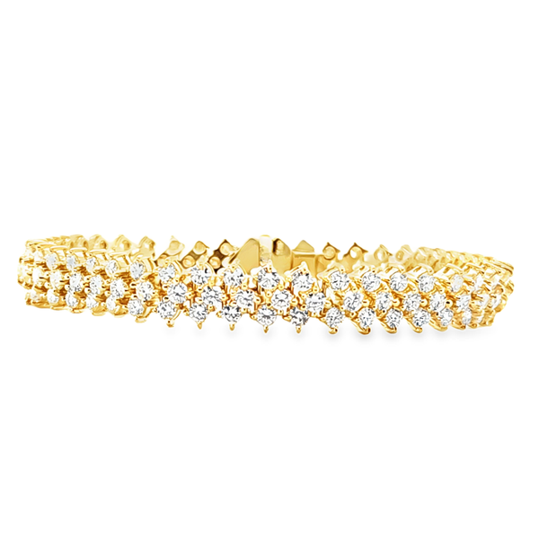 18K Yellow Gold Round Brilliant Diamond Chevron Bracelet 7.35 CTW Classic Creations In Diamonds & Gold Venice, FL