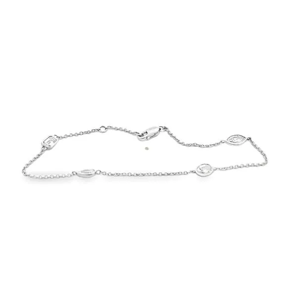 .79ct. TW 14KW Mixed Shape Bezel Set Diamond Station Bracelet Classic Creations In Diamonds & Gold Venice, FL