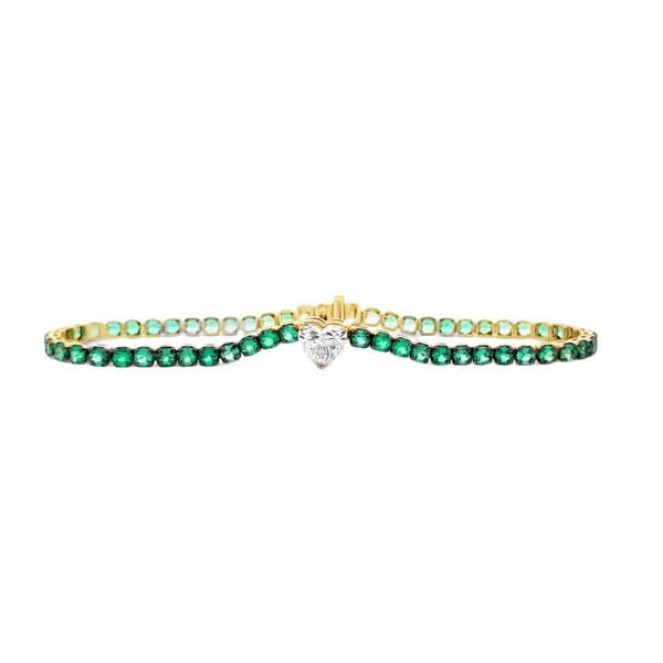 4.81ct. TW Heart Shaped Diamond & Emerald Line Bracelet Classic Creations In Diamonds & Gold Venice, FL