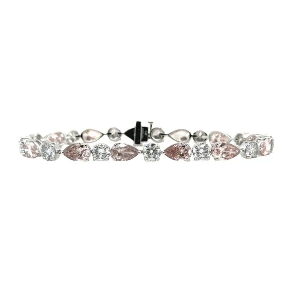 14K White Gold Pink Pear Shaped And Round White 16.75ct. Lab Grown Diamond Line Bracelet Image 2 Classic Creations In Diamonds & Gold Venice, FL