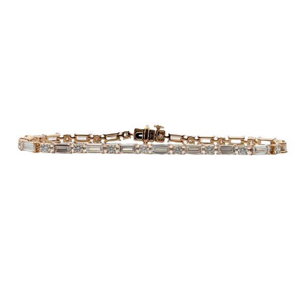 14K Yellow Gold Lab Grown Diamond Line Bracelet Round And Baguette Cut | 5.26 CTW Classic Creations In Diamonds & Gold Venice, FL