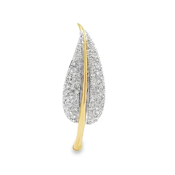 14K Two-Tone Gold Pavé Diamond Leaf Brooch – 0.50ct Classic Creations In Diamonds & Gold Venice, FL