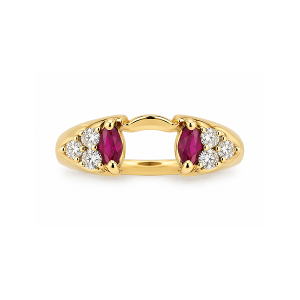14K Yellow Gold Marquise Ruby and Diamond Wrap Ring 0.40 CTW Classic Creations In Diamonds & Gold Venice, FL