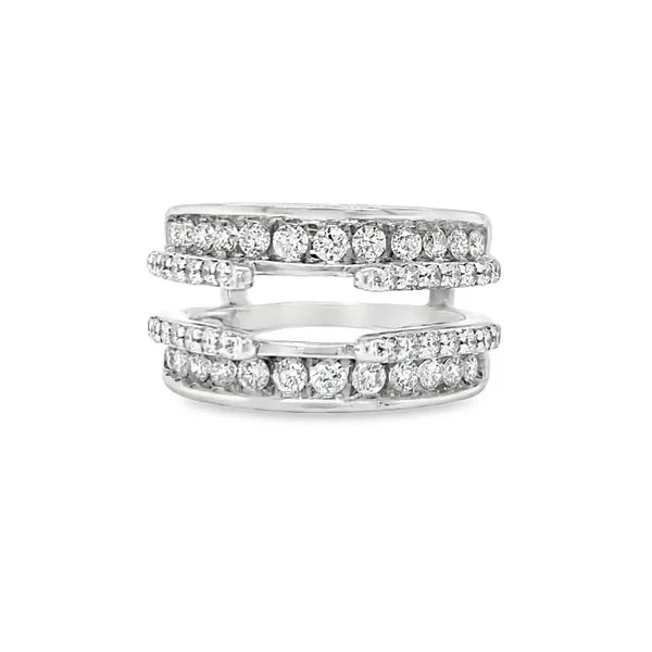 14K White Gold Round Brilliant Cut Channel & Cathedral Guard Ring Classic Creations In Diamonds & Gold Venice, FL