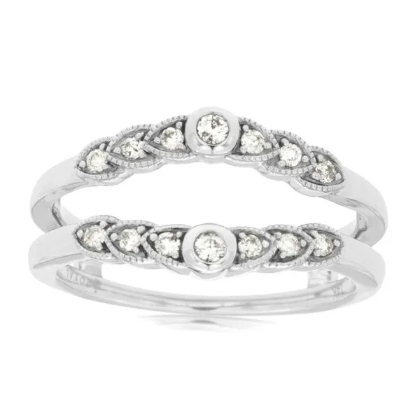 14K White Gold Milgrain Diamond Guard Ring Classic Creations In Diamonds & Gold Venice, FL