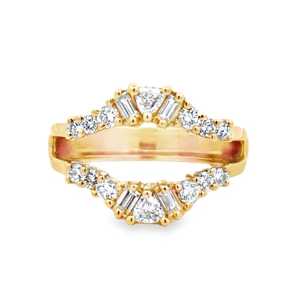 14K Yellow Gold Diamond Guard Ring | .84 CTW Round, Baguette and Trillion Natural Diamonds Classic Creations In Diamonds & Gold Venice, FL