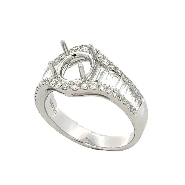 18KW Micro Pave' & Dimond Baguette Oval Center Semi Mount Image 2 Classic Creations In Diamonds & Gold Venice, FL