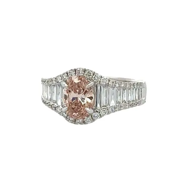 18KW Micro Pave' & Dimond Baguette Oval Center Semi Mount Classic Creations In Diamonds & Gold Venice, FL