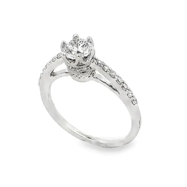 Lab Grown 14K White Gold Round Brilliant Cut Micro Pave' Crown & Shank Engagement Ring Classic Creations In Diamonds & Gold Venice, FL