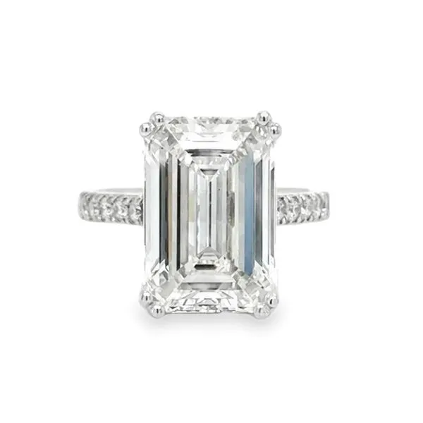 14K White Gold IGI Emerald Cut Lab Grown 10ct. Diamond Cathedral Shank And Gallery Engagement Image 2 Classic Creations In Diamonds & Gold Venice, FL