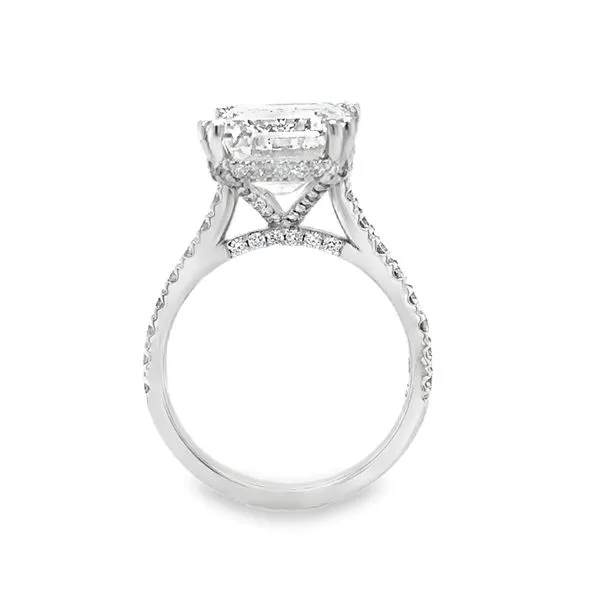 14K White Gold IGI Emerald Cut Lab Grown 10ct. Diamond Cathedral Shank And Gallery Engagement Image 3 Classic Creations In Diamonds & Gold Venice, FL