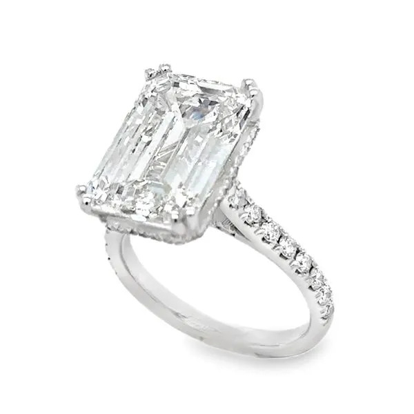 14K White Gold IGI Emerald Cut Lab Grown 10ct. Diamond Cathedral Shank And Gallery Engagement Classic Creations In Diamonds & Gold Venice, FL