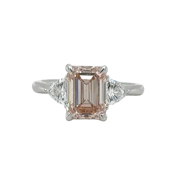 14K White Gold Emerald Cut Lab Grown 3ct. Pink Diamond With 75ct.Lab Grown Trillion Cut Diamond Sides Engagement Ring Image 2 Classic Creations In Diamonds & Gold Venice, FL