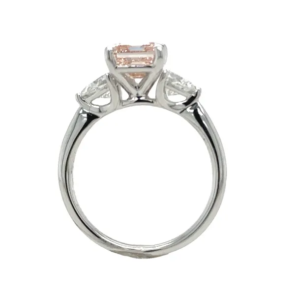 14K White Gold Emerald Cut Lab Grown 3ct. Pink Diamond With 75ct.Lab Grown Trillion Cut Diamond Sides Engagement Ring Image 3 Classic Creations In Diamonds & Gold Venice, FL
