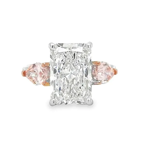 14K White Gold IGI Lab Grown 5.3ct. Radiant Cut Diamond With Lab Grown 1.40ct. Pink Pear Shaped Diamond Sides Engagement Ring Image 2 Classic Creations In Diamonds & Gold Venice, FL