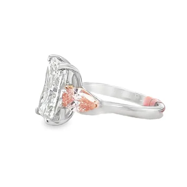14K White Gold IGI Lab Grown 5.3ct. Radiant Cut Diamond With Lab Grown 1.40ct. Pink Pear Shaped Diamond Sides Engagement Ring Image 3 Classic Creations In Diamonds & Gold Venice, FL