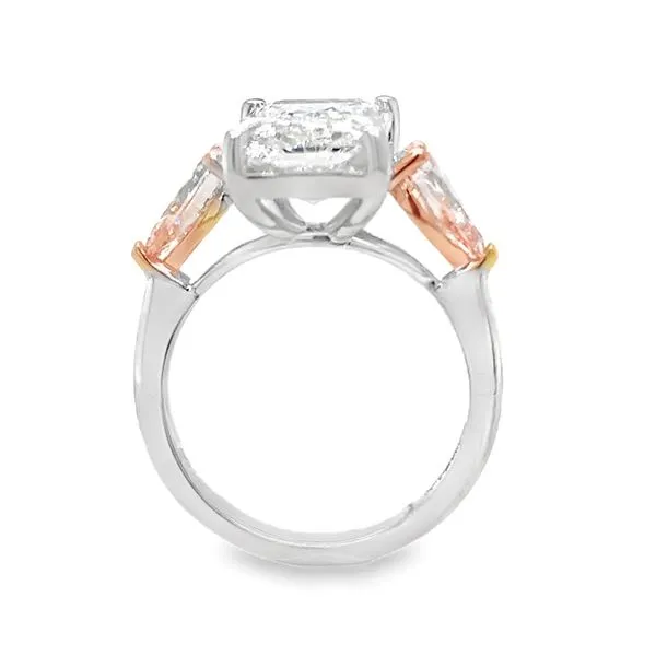 14K White Gold IGI Lab Grown 5.3ct. Radiant Cut Diamond With Lab Grown 1.40ct. Pink Pear Shaped Diamond Sides Engagement Ring Image 4 Classic Creations In Diamonds & Gold Venice, FL