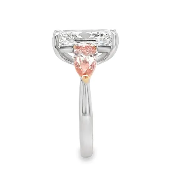 14K White Gold IGI Lab Grown 5.3ct. Radiant Cut Diamond With Lab Grown 1.40ct. Pink Pear Shaped Diamond Sides Engagement Ring Image 5 Classic Creations In Diamonds & Gold Venice, FL