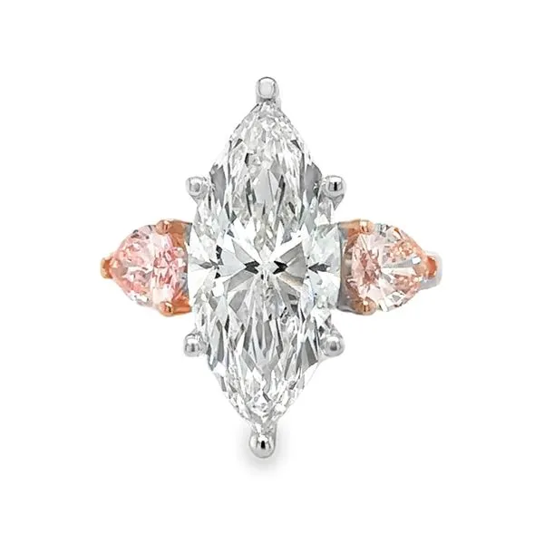 14K White Gold IGI Lab Grown 5.8ct. Marquise Cut Diamond With Lab Grown 1.44ct. Pear Shaped Pink Diamond Sides Engagement Ring Image 2 Classic Creations In Diamonds & Gold Venice, FL