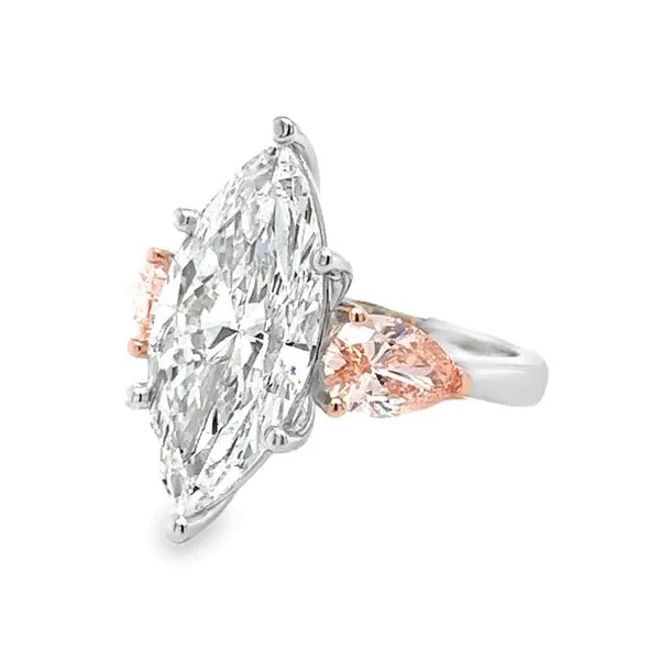 14K White Gold IGI Lab Grown 5.8ct. Marquise Cut Diamond With Lab Grown 1.44ct. Pear Shaped Pink Diamond Sides Engagement Ring Image 3 Classic Creations In Diamonds & Gold Venice, FL
