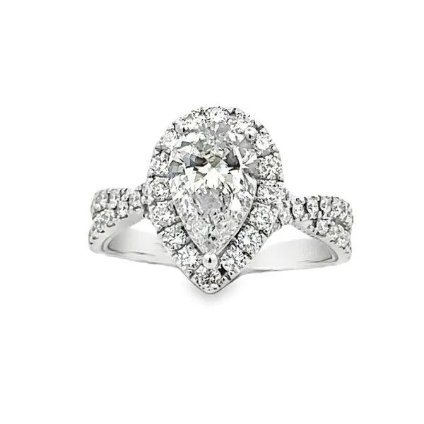 14K White Gold Lab-Grown GSI 1.50ct. Pear Shaped Diamond With Diamond Halo Engagement Ring Image 2 Classic Creations In Diamonds & Gold Venice, FL