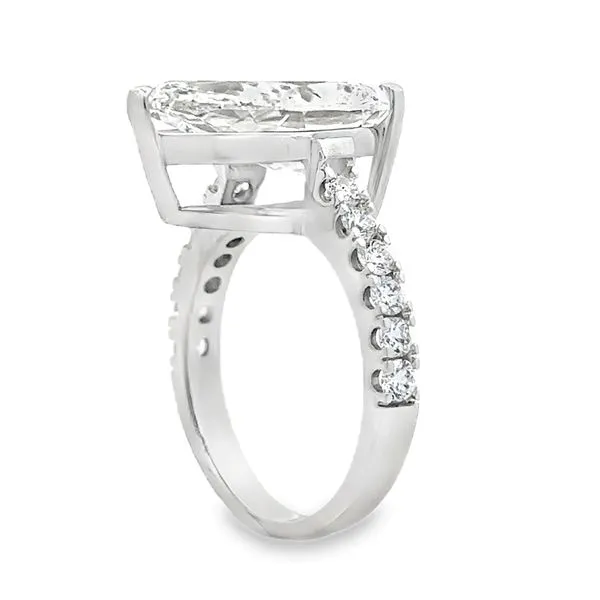 14K White Gold Lab Grown Pear Shape Basket Ring with Fishtail Set Shank Image 3 Classic Creations In Diamonds & Gold Venice, FL