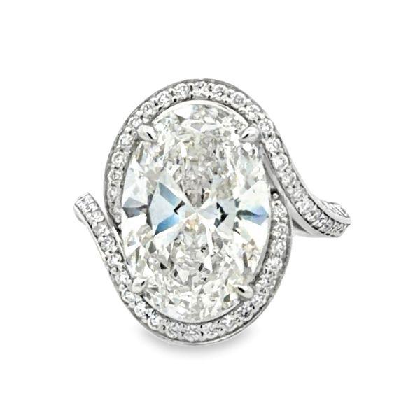 14K White Gold IGI Lab Grown Oval Diamond Micro Pave Wrap Halo Ring | 6.01 CT Classic Creations In Diamonds & Gold Venice, FL